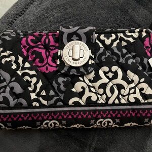 Black and Pink Quilted Wallet